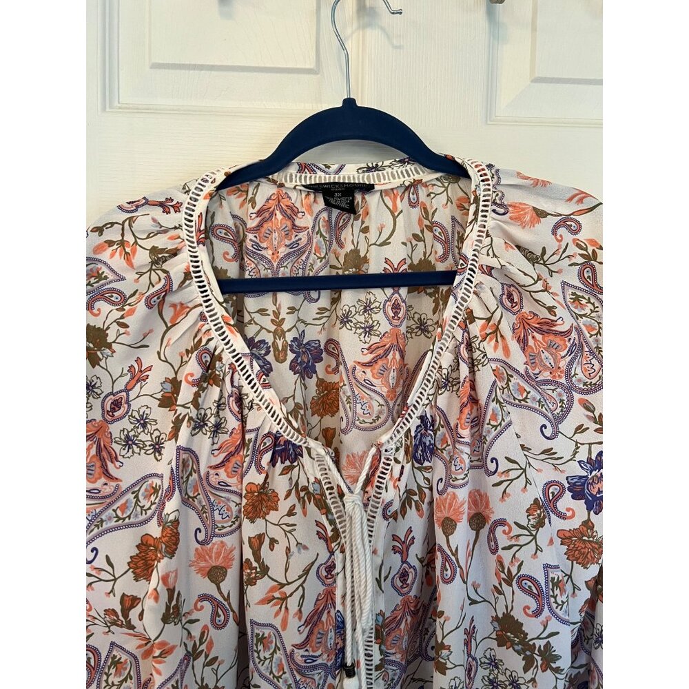 Preswick % Moore Floral Paisley Long Sleeve V-Neck Tunic Size 3X - Picture 2 of 8